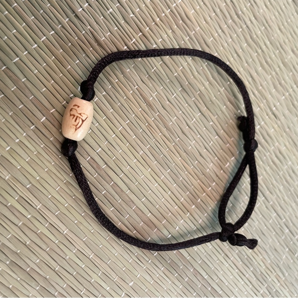 BUDDHA Wooden Bead Satin Cord Bracelet Unisex Large
